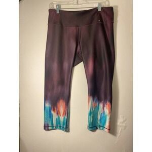 𝅺CALIA By Carrie Underwood Large Cropped Leggings Purple Watercolor Pattern